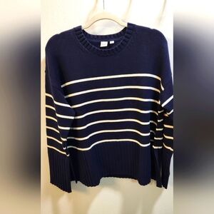 Gap Dark Blue and White Striped Pullover